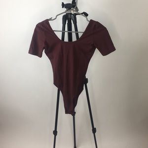 Cotton Spandex Short Sleeve Back Bodysuit MED